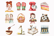 Watercolor Baking Party Clipart, an Illustration by Design Market (Thumbnail 3 of 4)
