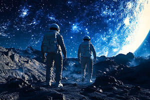 Astronauts on Distant Planet, an Abstract Photo by Ales Munt
