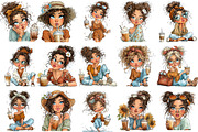 Whimsical Summer Coffee Girl Clipart, an Illustration by OK Design (Thumbnail 3 of 6)