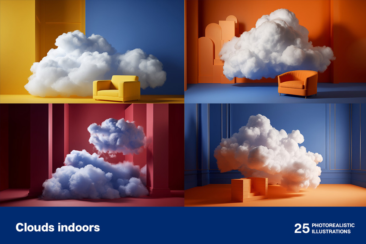 Clouds indoors. 25 images, a Decorative Illustration by Handmadefont (Photo 4 of 10)