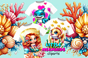 Little mermaids clipart set png, an Object Graphic by JuliaStarArt-FantasyHome (Thumbnail 11 of 12)