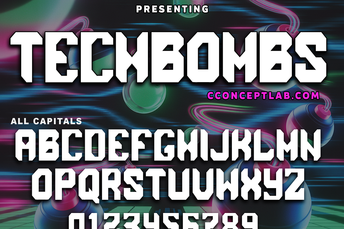 TECHBOMBS, a Font by CCONCEPTLAB