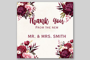 Burgundy Flowers Clipart Watercolor, a Decorative Illustration by LeCoqDesign (Thumbnail 5 of 5)