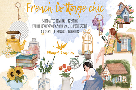 French Cottage Chic Watercolor set