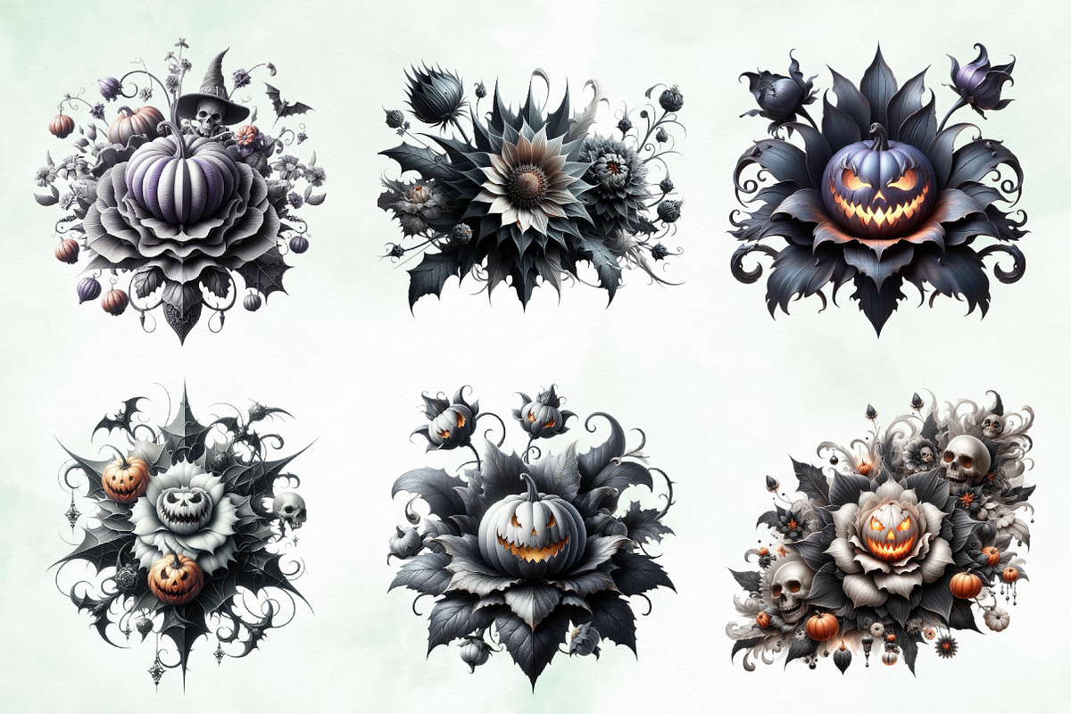 Halloween Gothic Flower Sublimation, an Illustration by Creative Art (Photo 4 of 4)
