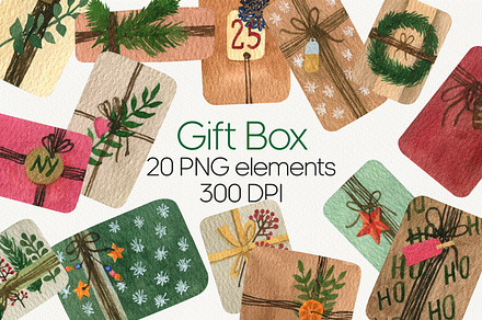 Craft watercolor gift clipart PNG