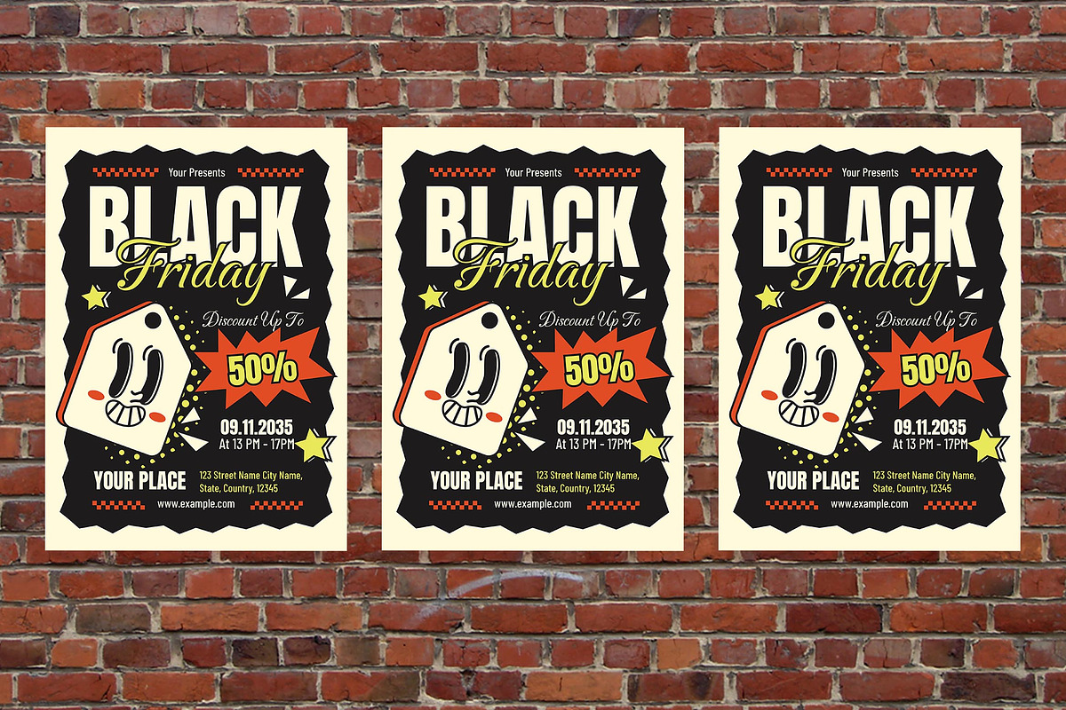 Retro Black Friday Flyer Set, a Flyer Template by Aiyari Graphic (Photo 3 of 3)