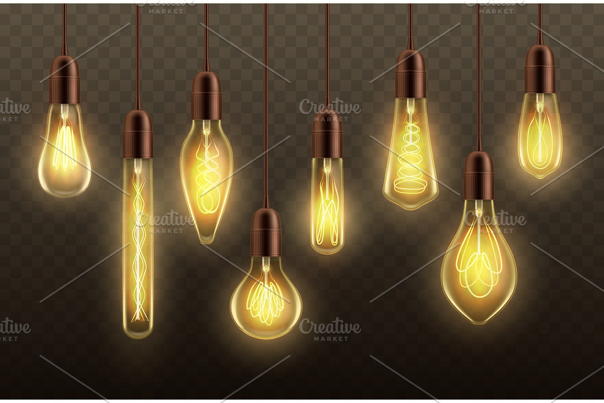 Hanging light bulbs, ceiling lamp, a Decorative Illustration by Buch&Bee