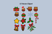 Christmas Owl: Patterns & Clipart, a Seasonal Illustration by Elatedowl (Thumbnail 12 of 16)