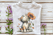 Whimsical Spring Floral Cat Clipart, an Illustration by OK Design (Thumbnail 4 of 6)