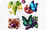 Vibrant Butterfly and Fruit Cliparts, an Animal Illustration by ThatsDesignArt (Thumbnail 9 of 10)