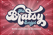 Bratsy Script - Layered Retro Font, a Script Font by figuree studio (Thumbnail 1 of 10)