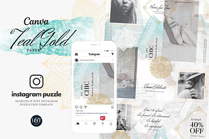 Teal Gold INSTAGRAM PUZZLE Template