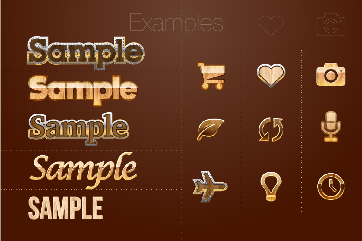 AI CS5 graphic styles Wooden, a Layer Style Add-On by popskraft (Photo 3 of 3)