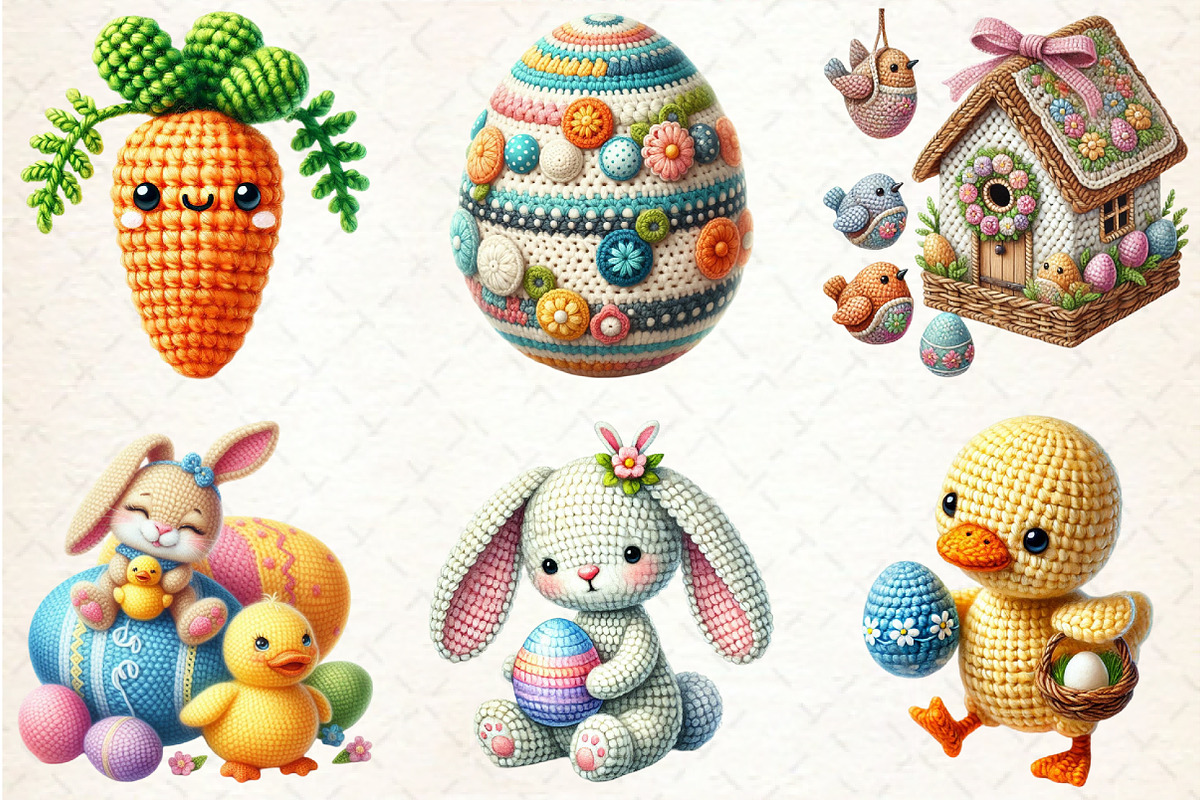 Crochet Easter Day Sublimation Clipa, a Seasonal Illustration by Rose Art (Photo 4 of 4)