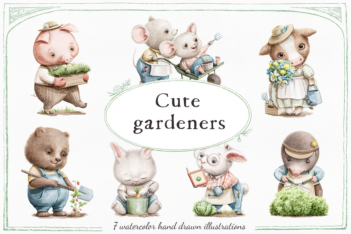 Cute gardeners, an Animal Illustration by Mimomy (Photo 1 of 5)