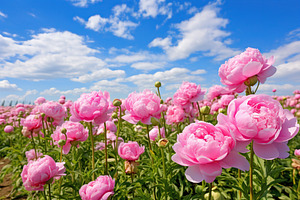 Pink peony flowers field, a Nature Photo by AlyaAnd