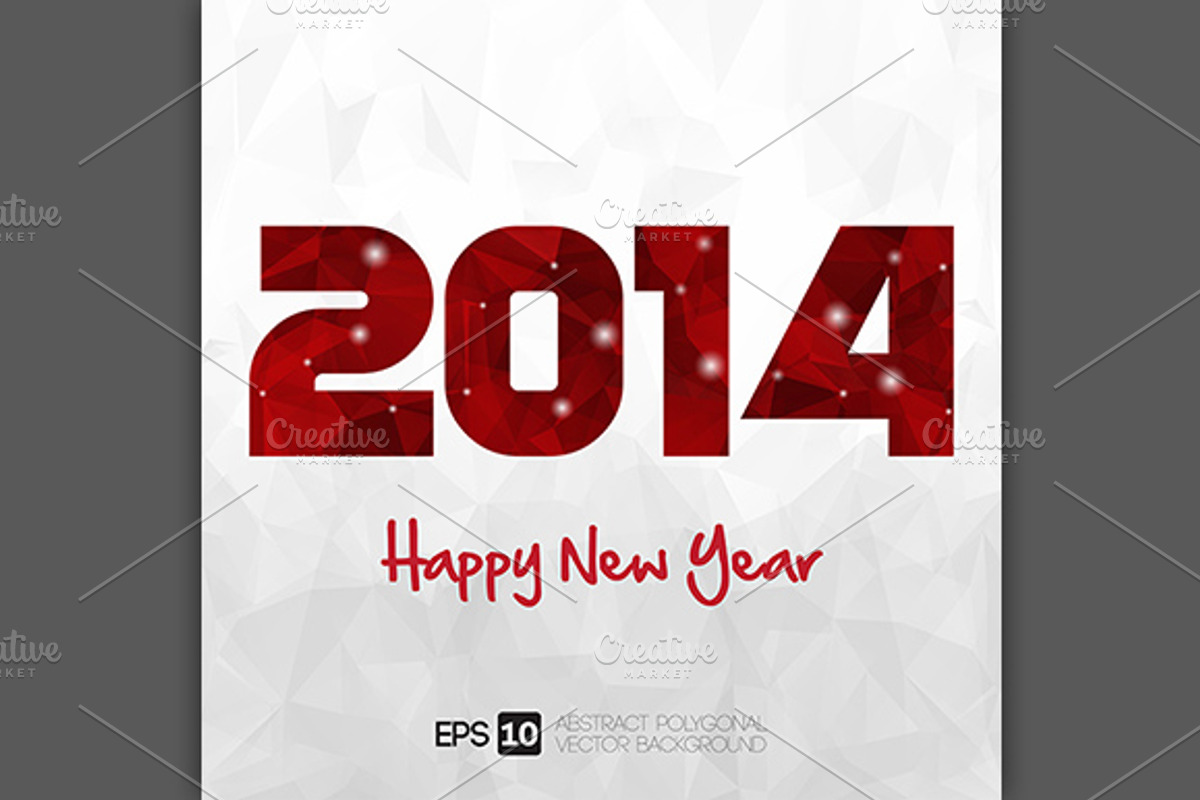 Happy New Year 2014 Polyonal Style, an Illustration by VectorCat