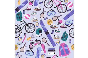 Sports equipment seamless pattern, a Sport Illustration by Vectorbuum