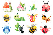 Watercolor Insects Clipart Bundle, an Illustration by Dream Creation (Thumbnail 3 of 7)