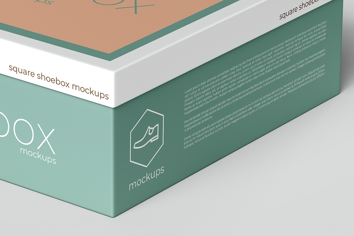Square Shoe Box Mockup - 8 views, a Cups & Container Mockup by Illusiongraphic (Photo 13 of 20)