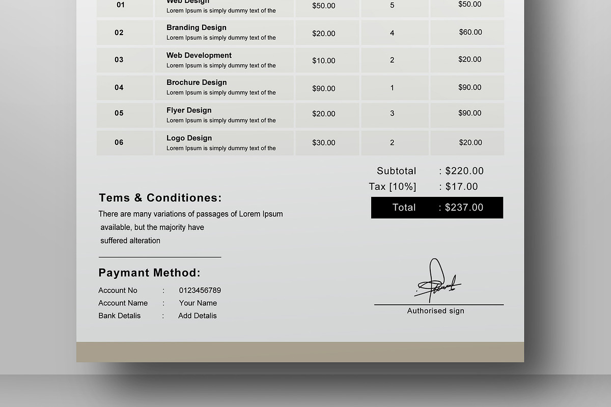 Invoice Template Layout, a Stationery Template by MightyDesign (Photo 2 of 6)