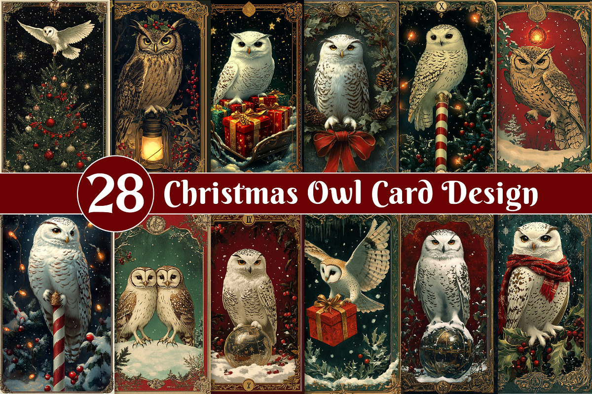 Christmas Owl Card PNG Sublimation, an Illustration by Dream Creation (Photo 1 of 5)