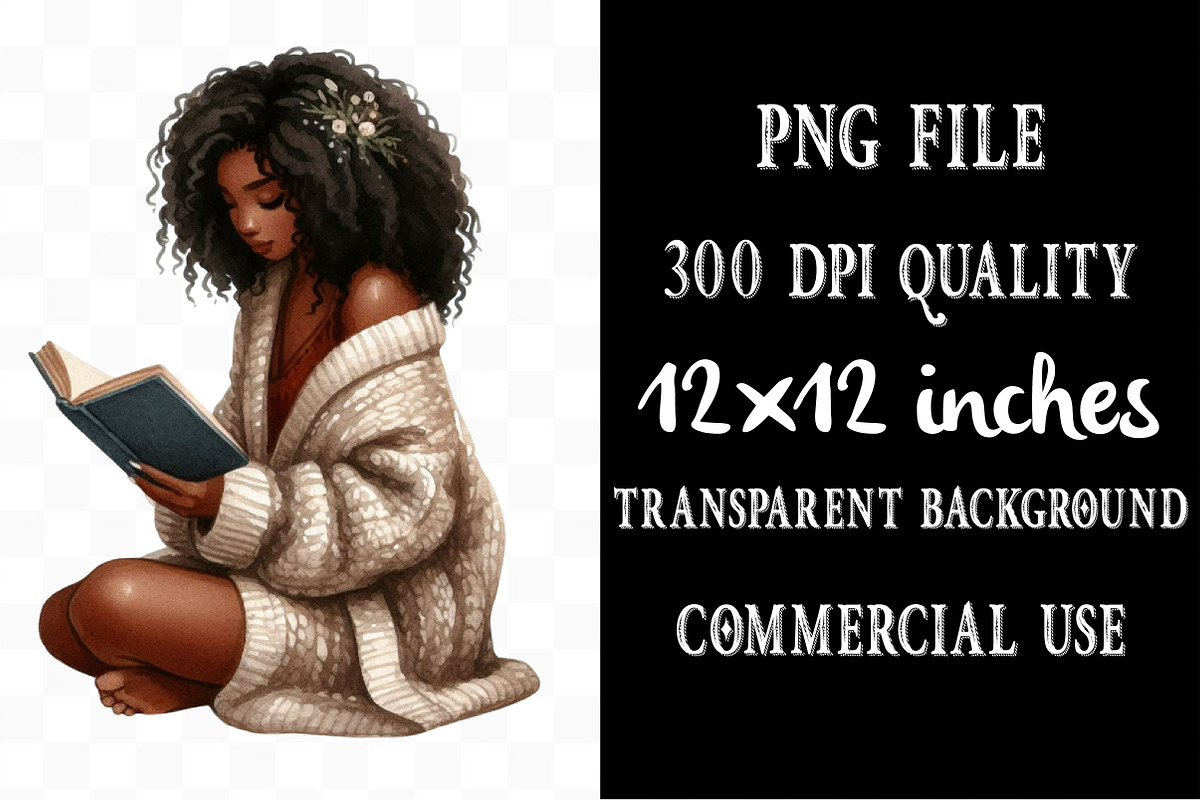 Watercolor Black Women Clip Art, an Illustration by Designking (Photo 4 of 5)