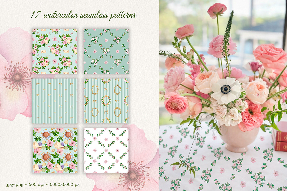 Rococo Wild Rose|Watercolor Tea Time, an Object Illustration by SunnJaneArt (Photo 5 of 11)