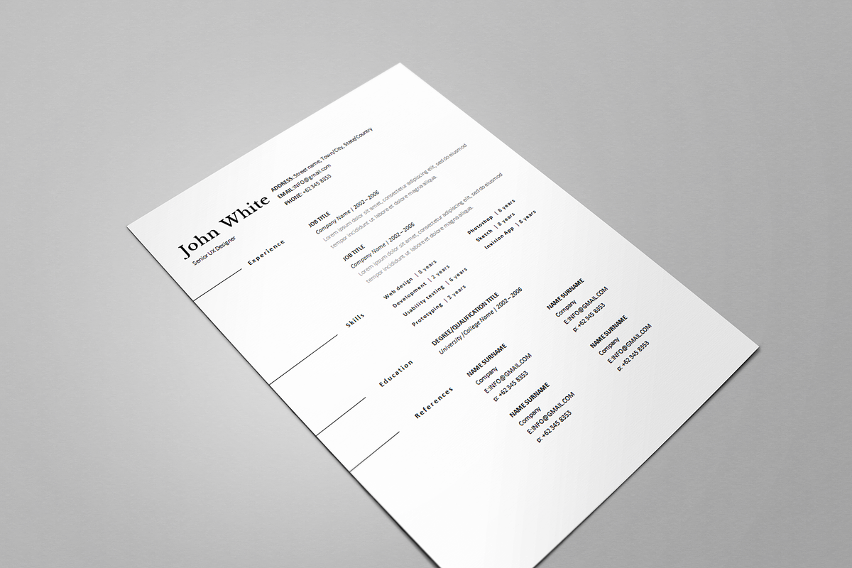 One page Resume CV + cover letter 2, a Resume Template by UX Design Mastery Shop (Photo 2 of 4)