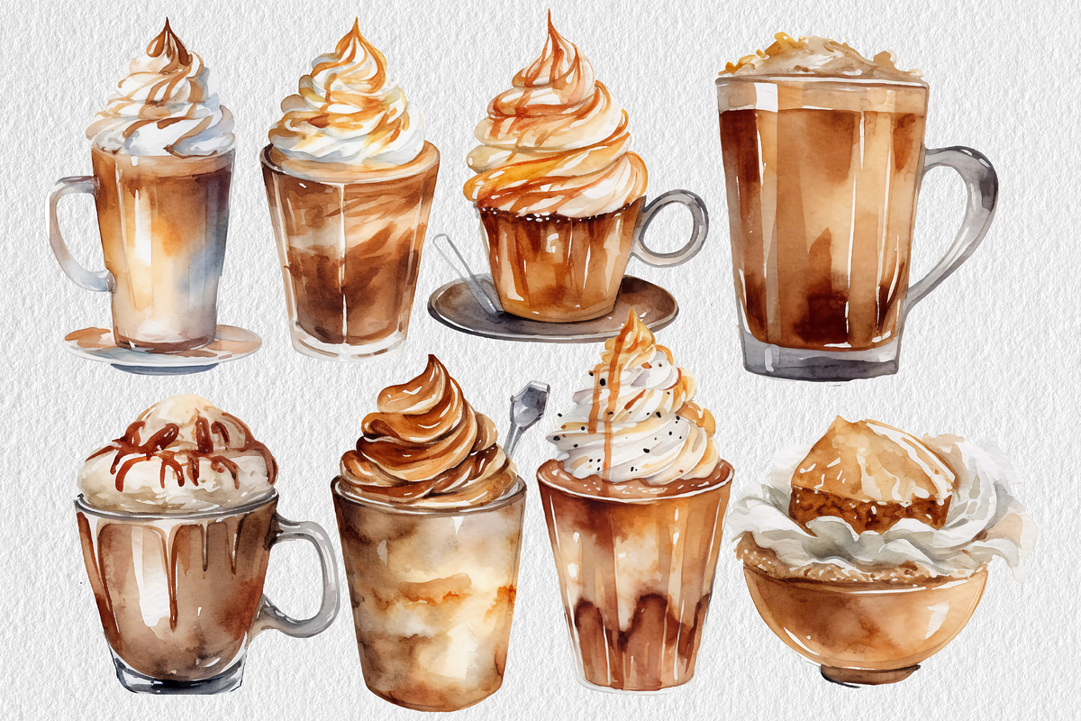 Coffee Whipped Cream Watercolor Set, a Graphic by Colorsfav (Photo 4 of 6)