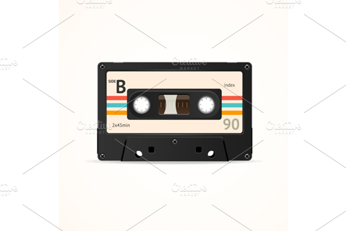 Colorful Cassette Tape Old Set, an Object Graphic by Vector and Templates (Photo 2 of 2)