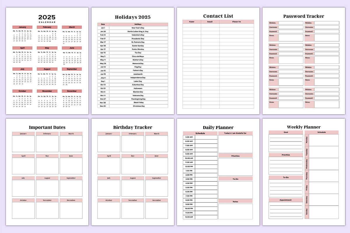 2025 Family Home Planner For Canva, a Stationery Template by Shumaya (Photo 2 of 5)