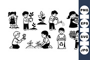 Kids Gardening Activity Clipart, an Illustration by designvectx (Thumbnail 3 of 3)