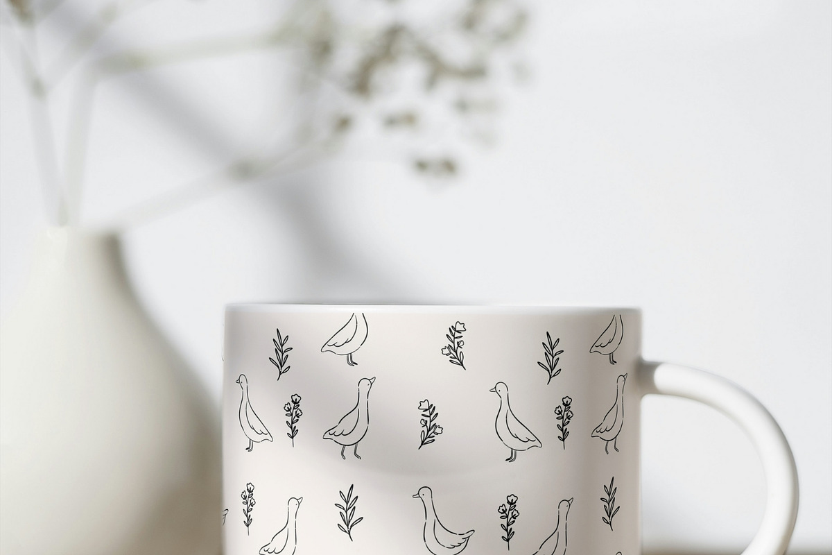 Line Art Cute Geese & Florals, an Animal Illustration by Jenteva Art (Photo 14 of 16)