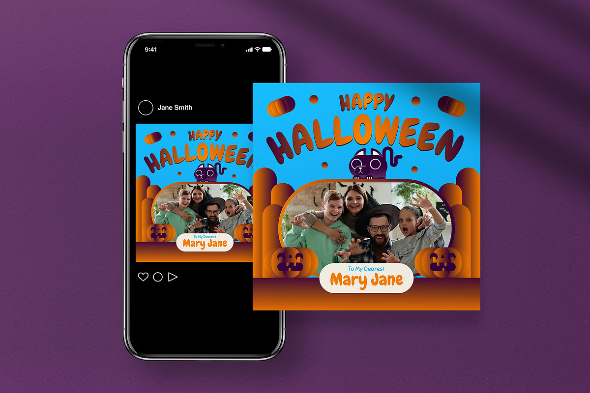 Modern Halloween Greeting Card, a Brochure Template by graphicook (Photo 4 of 4)