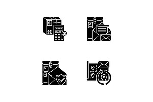 Mail Black Glyph Icons Set