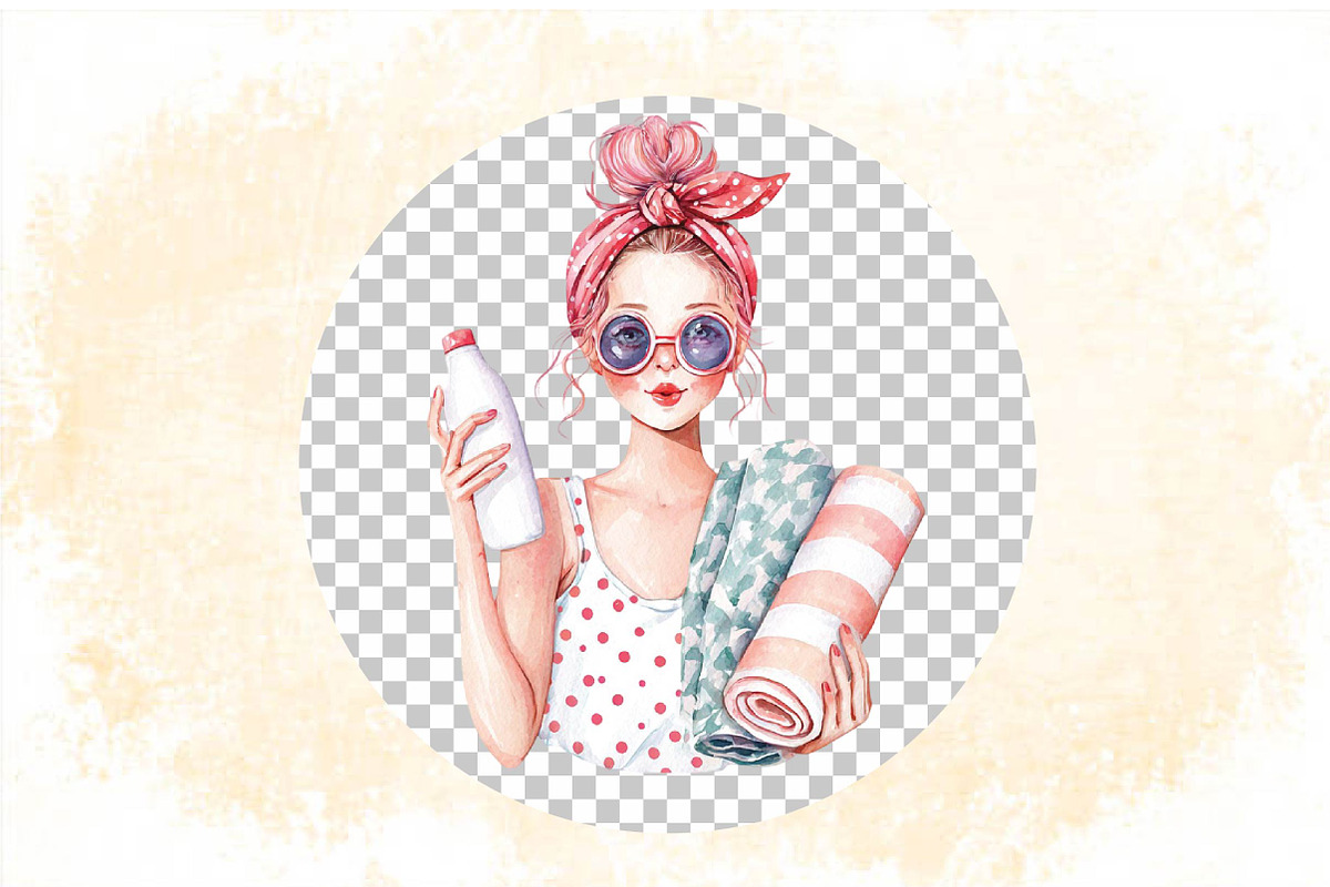 Watercolor Girly Summer Clipart, an Illustration by SVGArt (Photo 7 of 9)