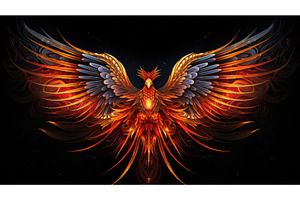 mythical geometric phoenix ai, an Animal Photo by pikepicture