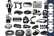 Office Essentials Black Clipart Bund, an Illustration by designvectx (Thumbnail 1 of 3)