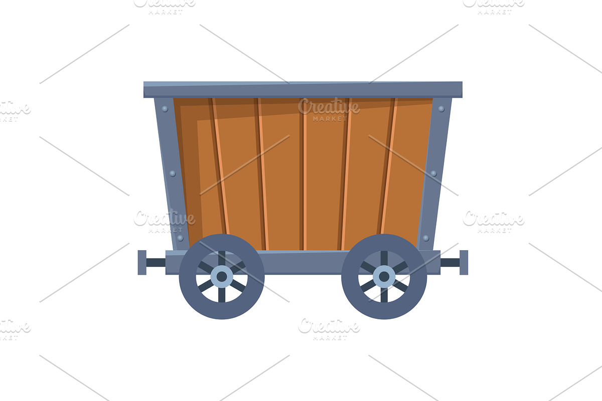 Wooden empty mine cart, an Object Illustration by Things for designers