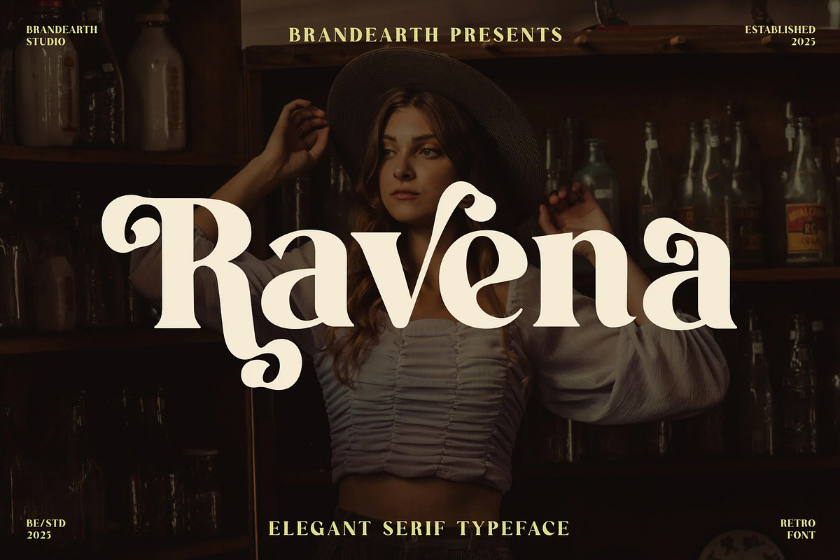 Ravena – Elegant Retro Serif Font, a Serif Font by Brand Earth (Photo 1 of 7)