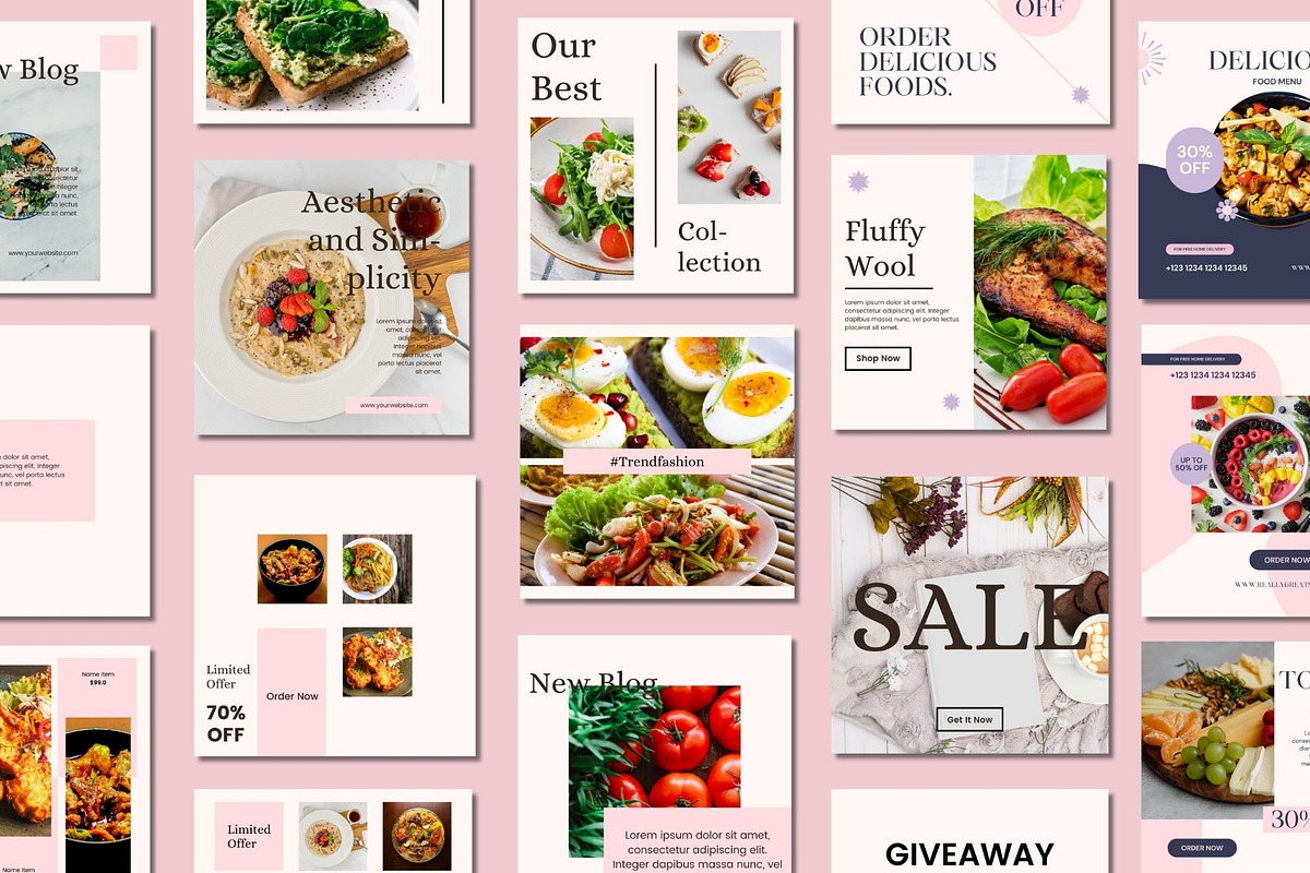 Food Blogger Social Media Templates, a Social Media Template by BoontenStudio (Photo 3 of 7)