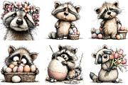 Whimsical Easter Raccoon Clipart, an Illustration by Sublimation Artist (Thumbnail 5 of 7)
