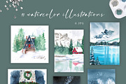 HOHOHO Christmas watercolor BUNDLE, a Seasonal Illustration by LeriaArt watercolor (Thumbnail 8 of 24)