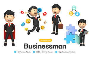 Businessman 3D Illustrations, a Work Illustration by Vectors Market