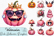 Pink Glam Halloween Pumpkin Clipart, an Illustration by CrexoraLab (Thumbnail 1 of 4)