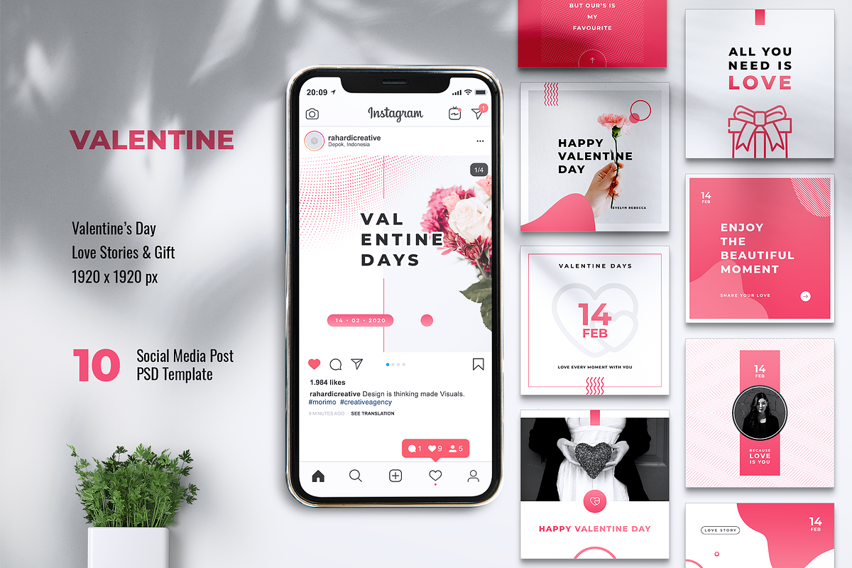 Happy Valentines Day Instagram Post, a Social Media Template by Rahardi Creative (Photo 1 of 6)