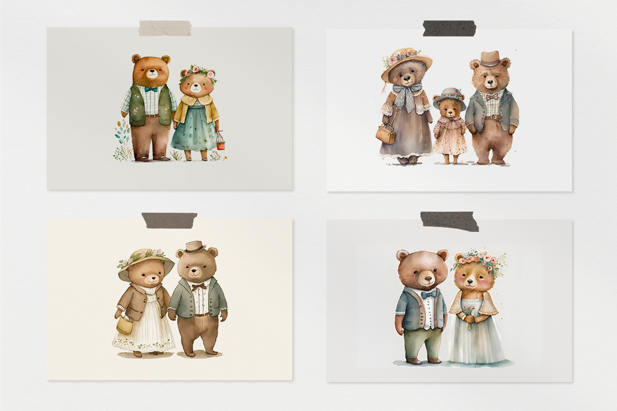 Cute Bears Watercolor Collection, a Decorative Illustration by artsy-fartsy (Photo 11 of 12)