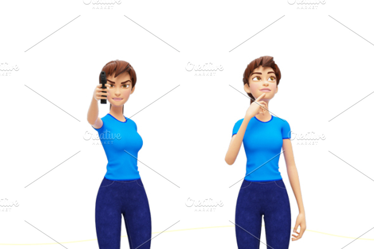 Jenny Cartoon 3D Character Promo Set, a Person Illustration by Oleg Ribar (Photo 18 of 26)